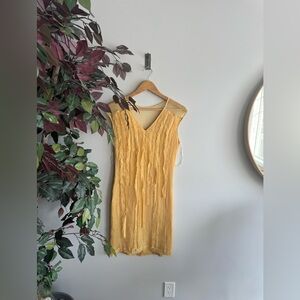 Stills silk Chic Yellow V-Neck Mini Dress
